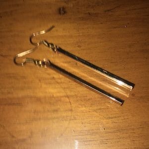 Gold bar minimalist dangly earrings